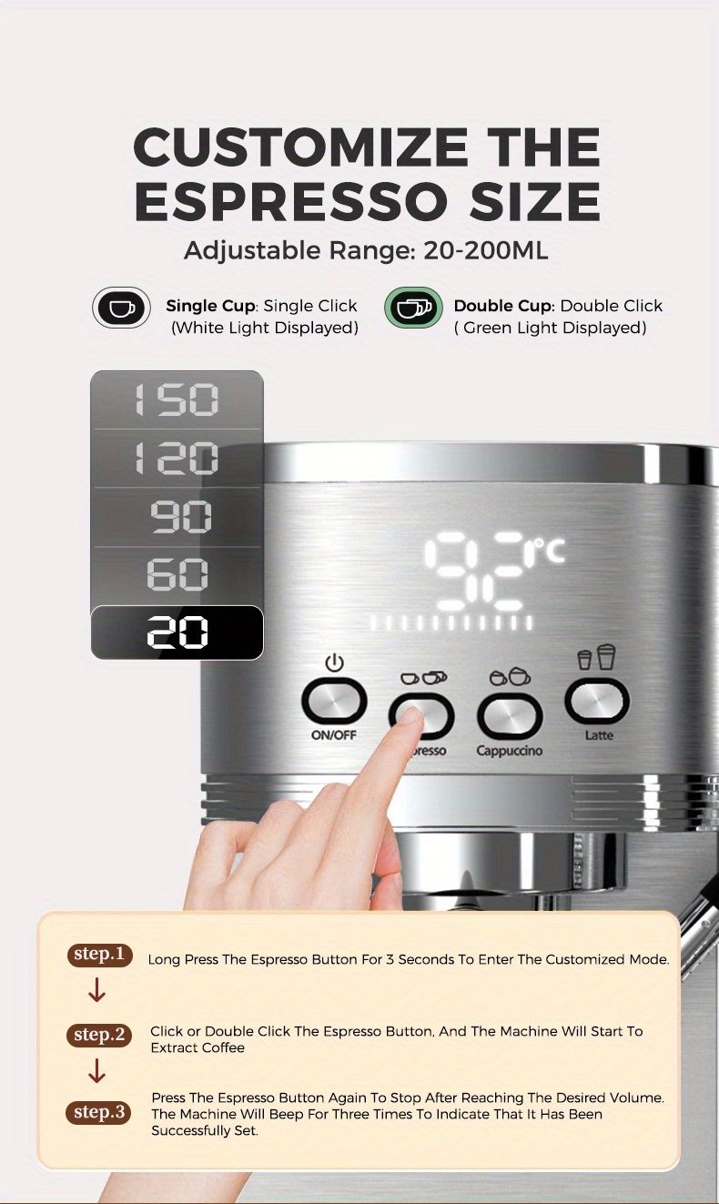 CAFELFFE MK801 Semi-Automatic Espresso Machine, Featuring An Automatic Milk Frothing System For One-touch Preparation. Equipped With 20 Bar High Pressure, Self-cleaning Function, Digital Display, And Temperature Control. Ideal For Home And Office Us