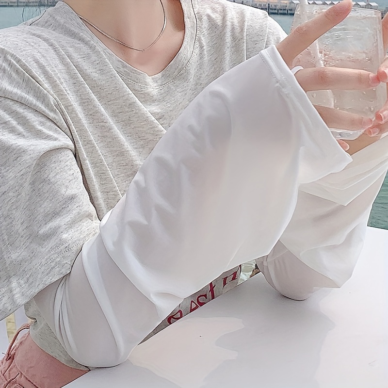 

Solid Color Loose Sleeves Thin Hook Finger Arm Cover Summer Sun Sleeves For Women