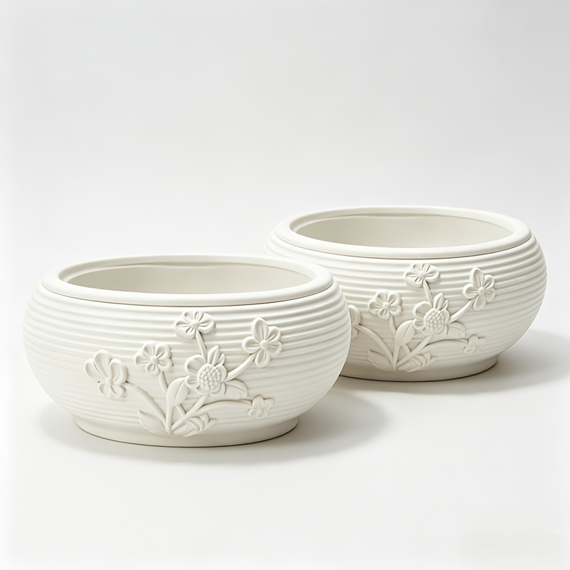 TEMU 2 Sets Of Nordic-style Self-watering Plastic Planters, Including 2 Inner Pots And 2 Outer Pots, Featuring Nest-shaped And Exquisite Pattern