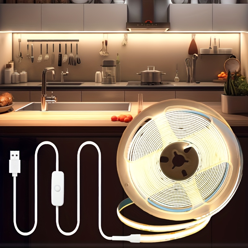 flexible button controlled cob led light strips the usb plug is conveniently designed and   bent and   is suitable for cabinets   bathroom cabinets living rooms bedrooms and office areas etc  