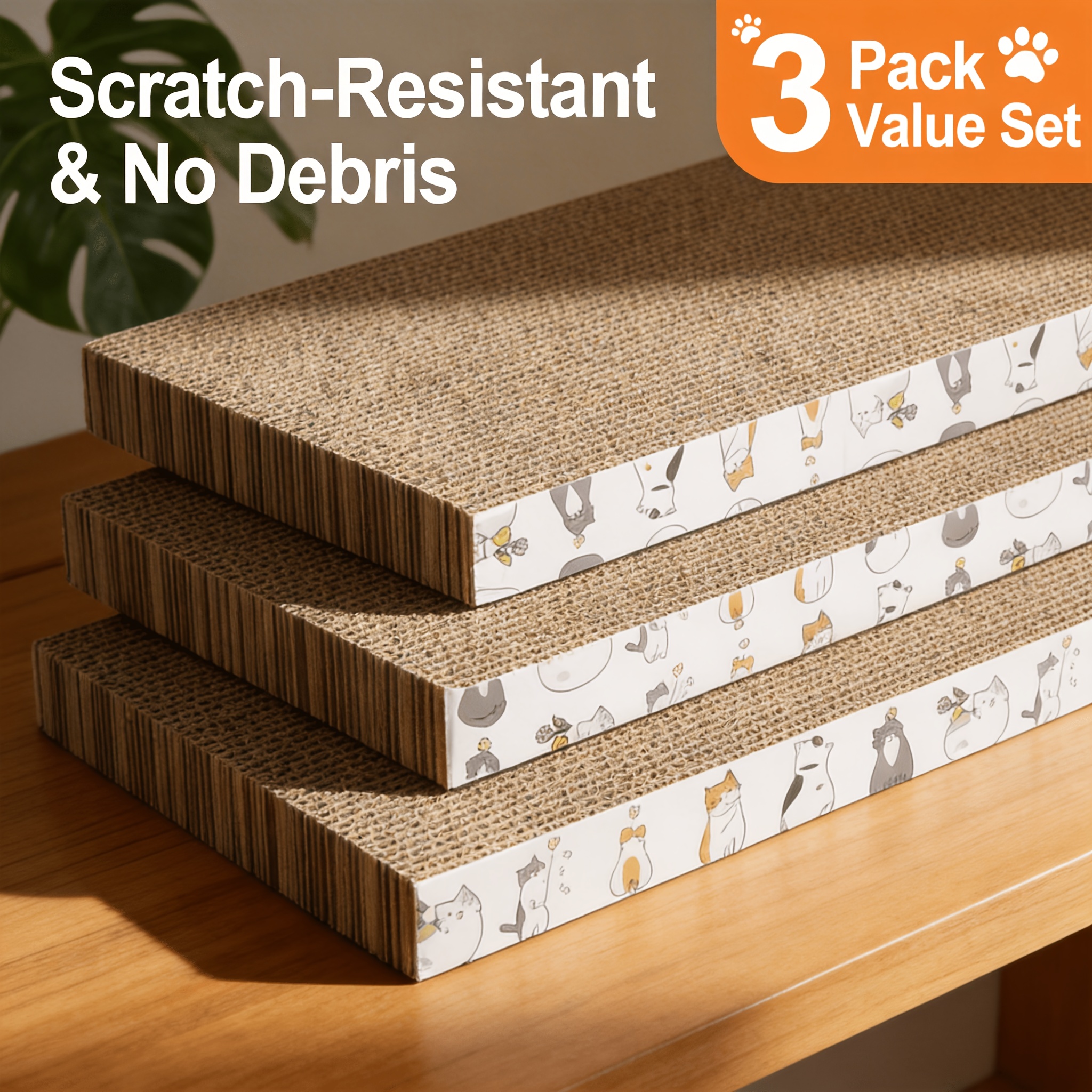 TEMU 3pcs Cat Scratcher And Nest Durable Scratching Corrugated Cardboard Non-shedding Entertainment And Sleeping Dual- Corrugated Board