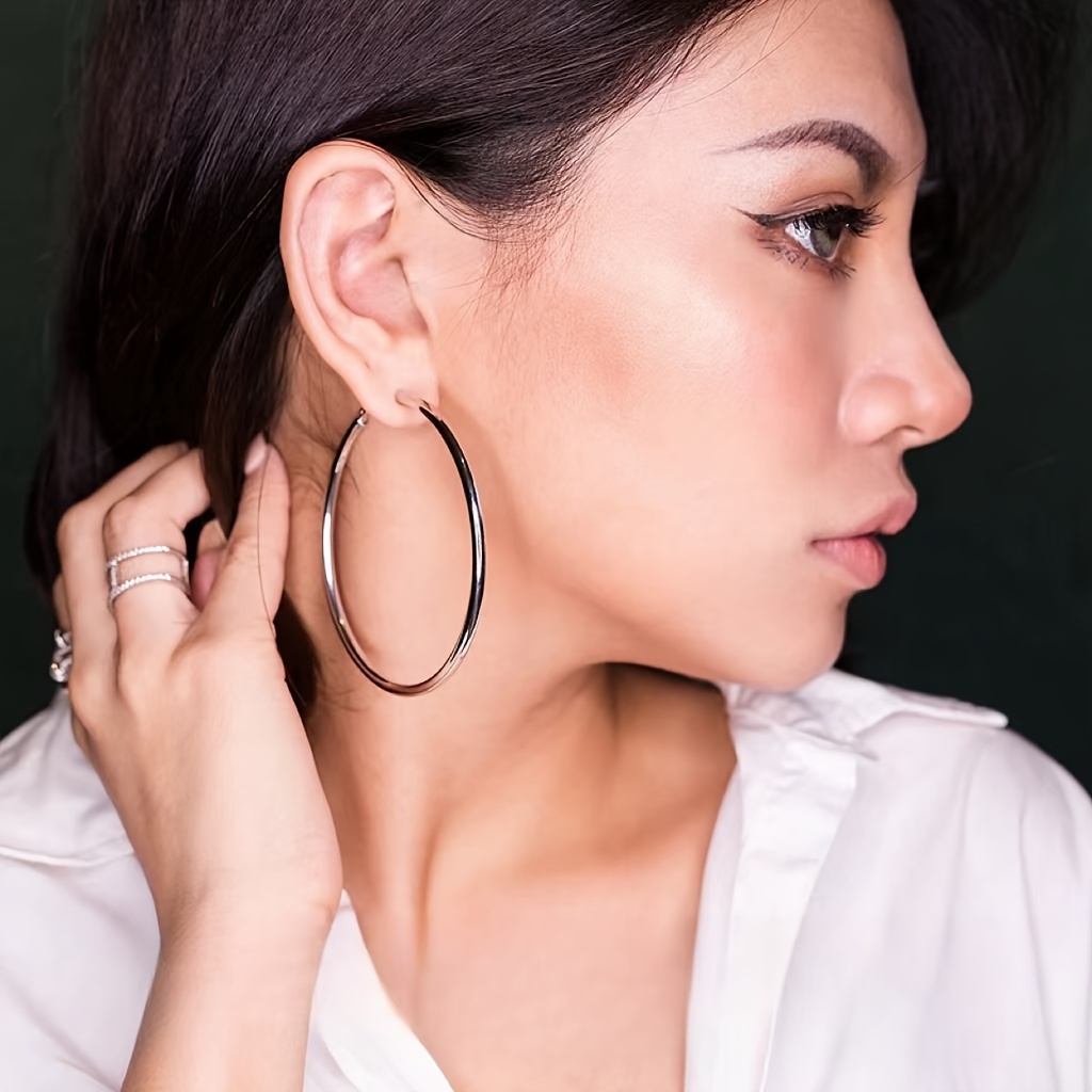 Women's 925 Silvery Circle Earrings, Lightweight