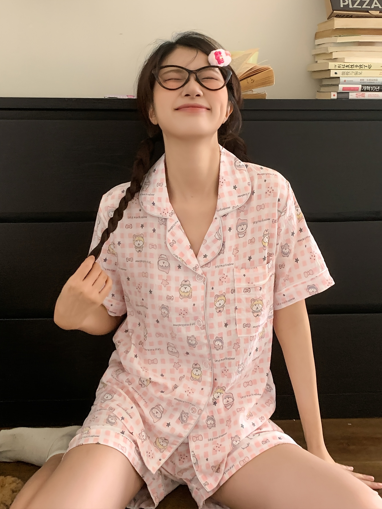 【threetimes】韓国人気★(S,M) Cotton Pajama Dress 2024SS【SLEEPY JONES】 | Marina Pajama Set Large Red Gingham