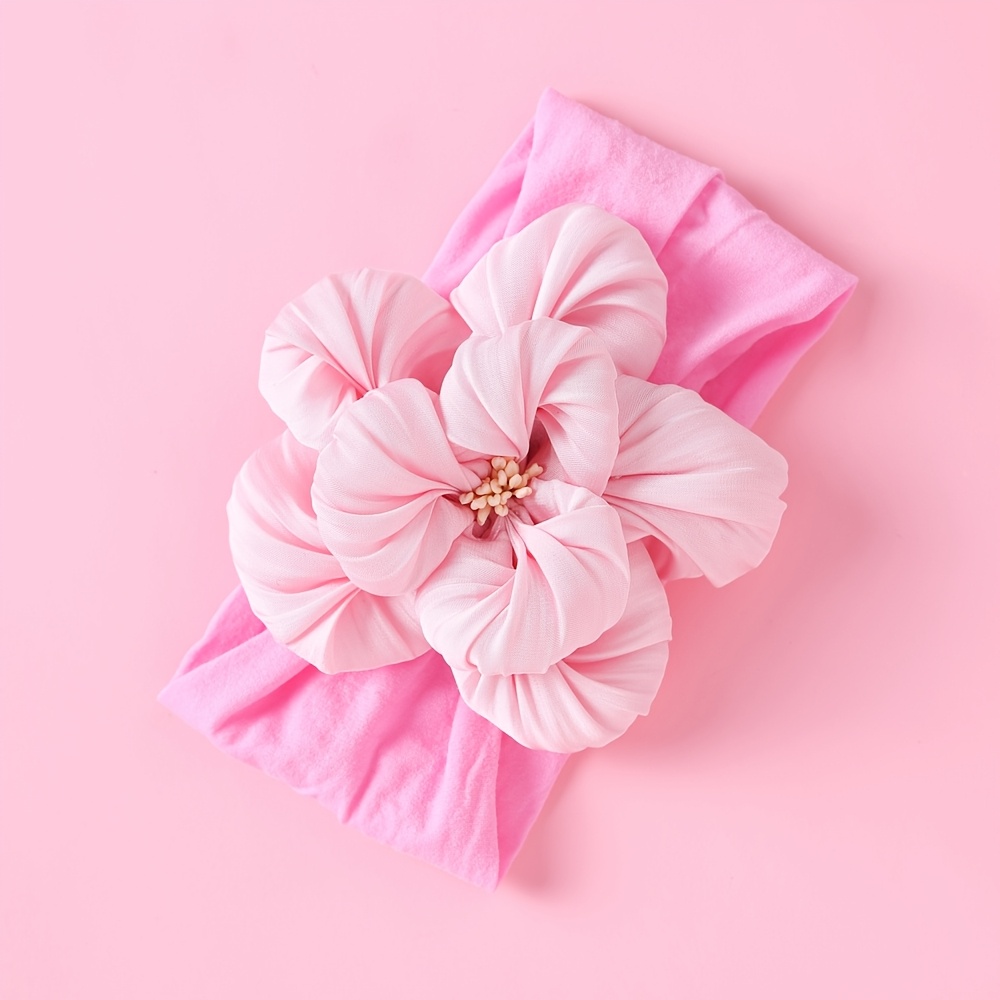 New Double-layer Flower Headband Bohemian Style Soft And Comfortable Elastic Nylon Hair Accessory, For Girls