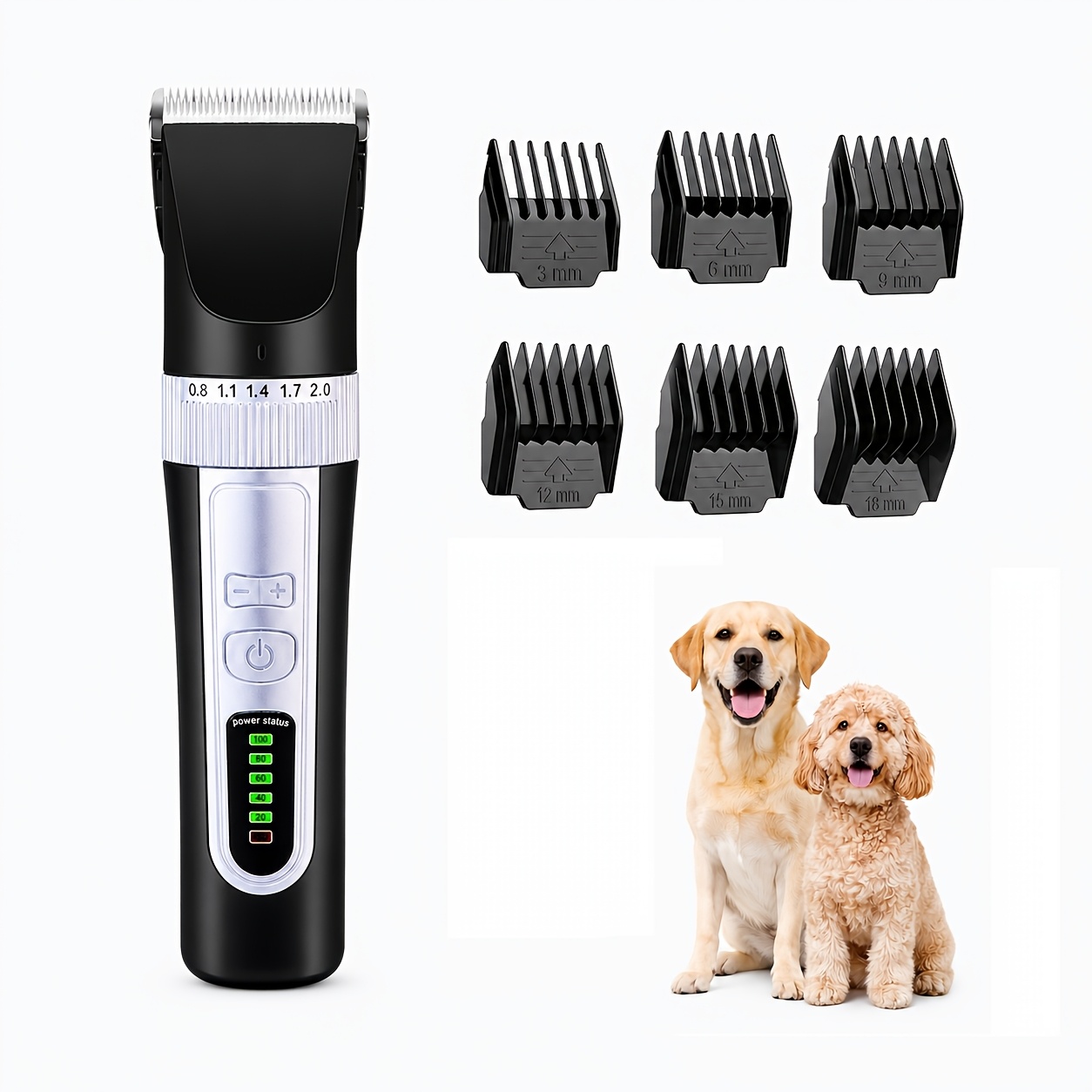 TEMU Dog Grooming Clippers Cordless, Dog Clippers With 35 Tooth Titanium Ceramic Blade, 390w Motor, Led Display, 3 , 6 Guide Combs For Summer Pet