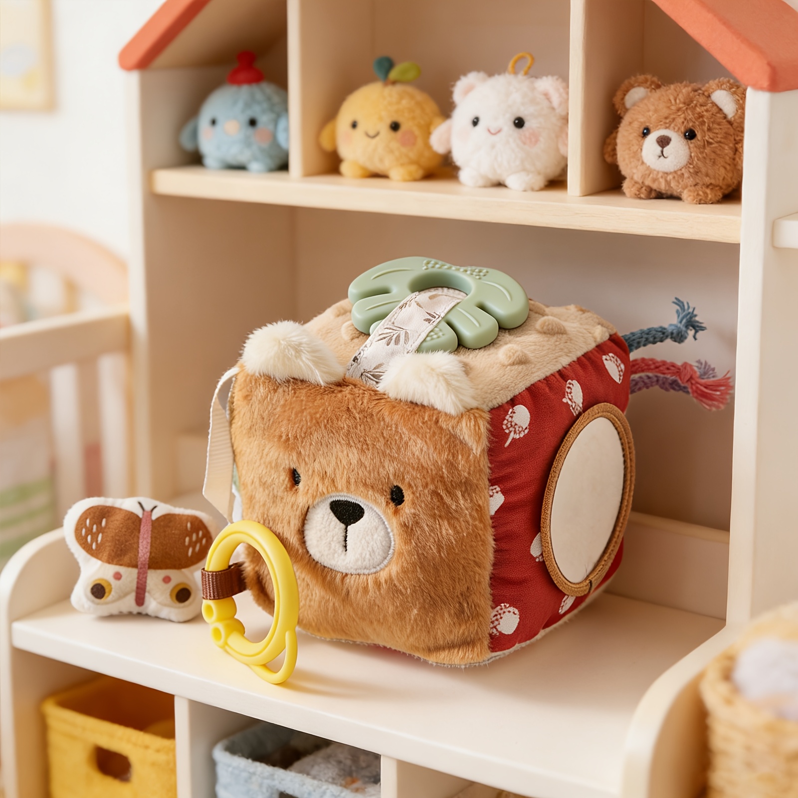 Visual Tactile Forest Animals Educational Blocks, Multifunctional Cube Toy