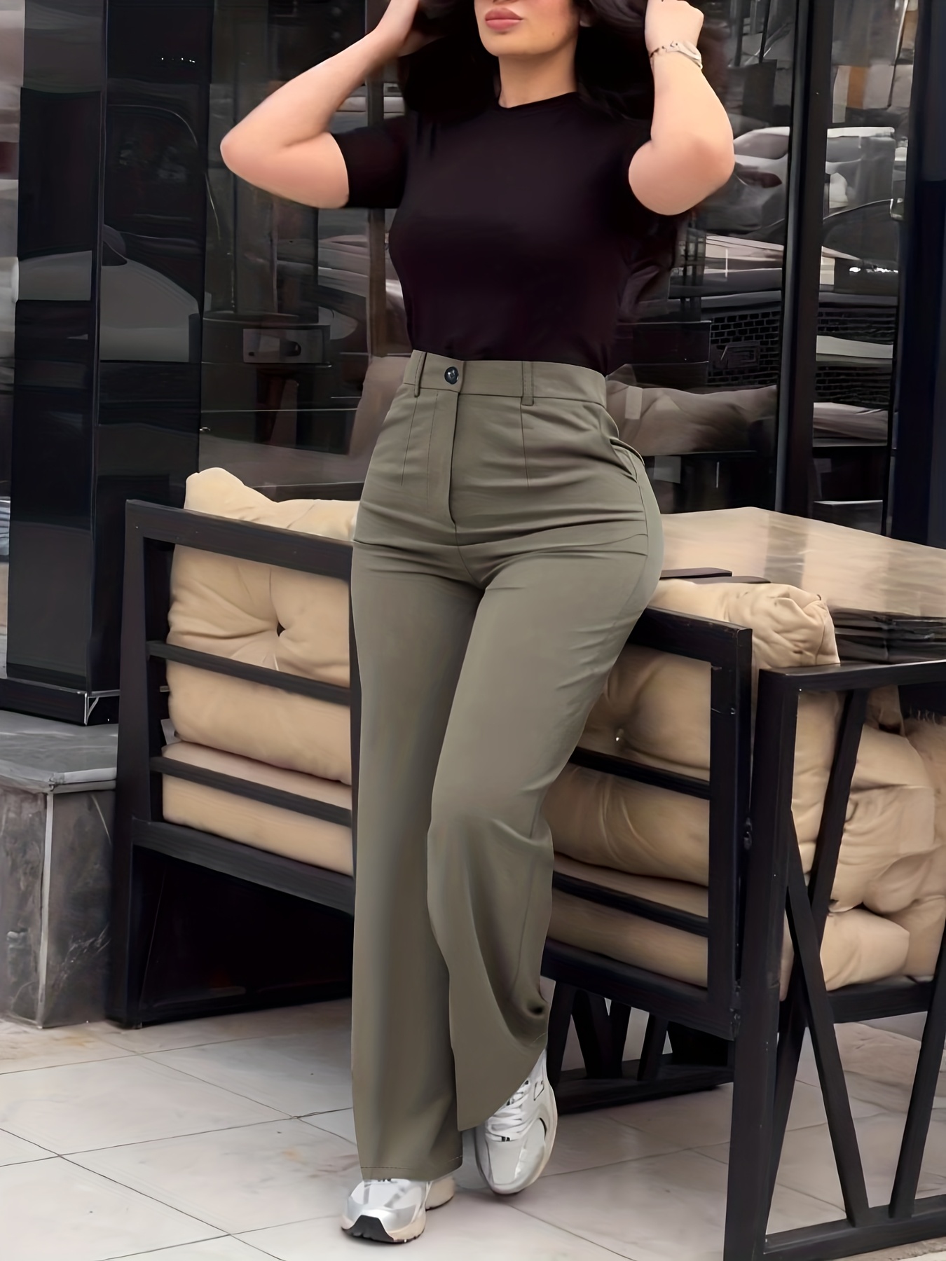 Women's Solid Color Casual Slim-Fit Long Pants