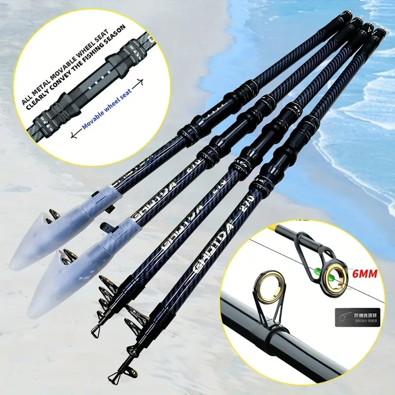 Durable Fiberglass Spinning Telescopic Fishing Rod, 2.1/2.4/2.7/3.0/3.6M Portable Long-Distance * Baitcasting Pole, Medium Action, with Built-In Ground * & Movable Reel Holder * Beginner Travelers Durable Fiberglass Spinning Telescopic Fishing Rod, 2.1/2.4/2.7/3.0/3.6M Portable Long-Distance * Baitcasting Pole, Medium Action, with Built-In Ground * & Movable Reel Holder * Beginner Travelers