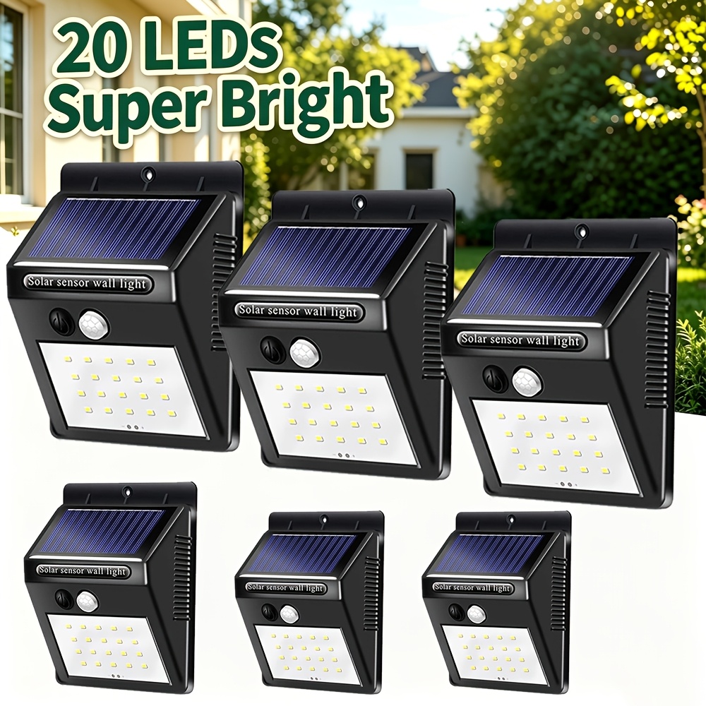 TEMU 6 pezzi di luci solari da parete per esterni, 20-LED ultra luminose con di , luci di solari adatte per cortili, , giardini e