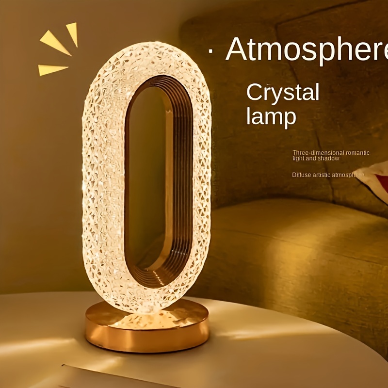 1pc luxury oval crystal table lamp mini usb charging lamp for office round table lamp for bedside nightlight decoration in bedroom study reading room and living room details 1