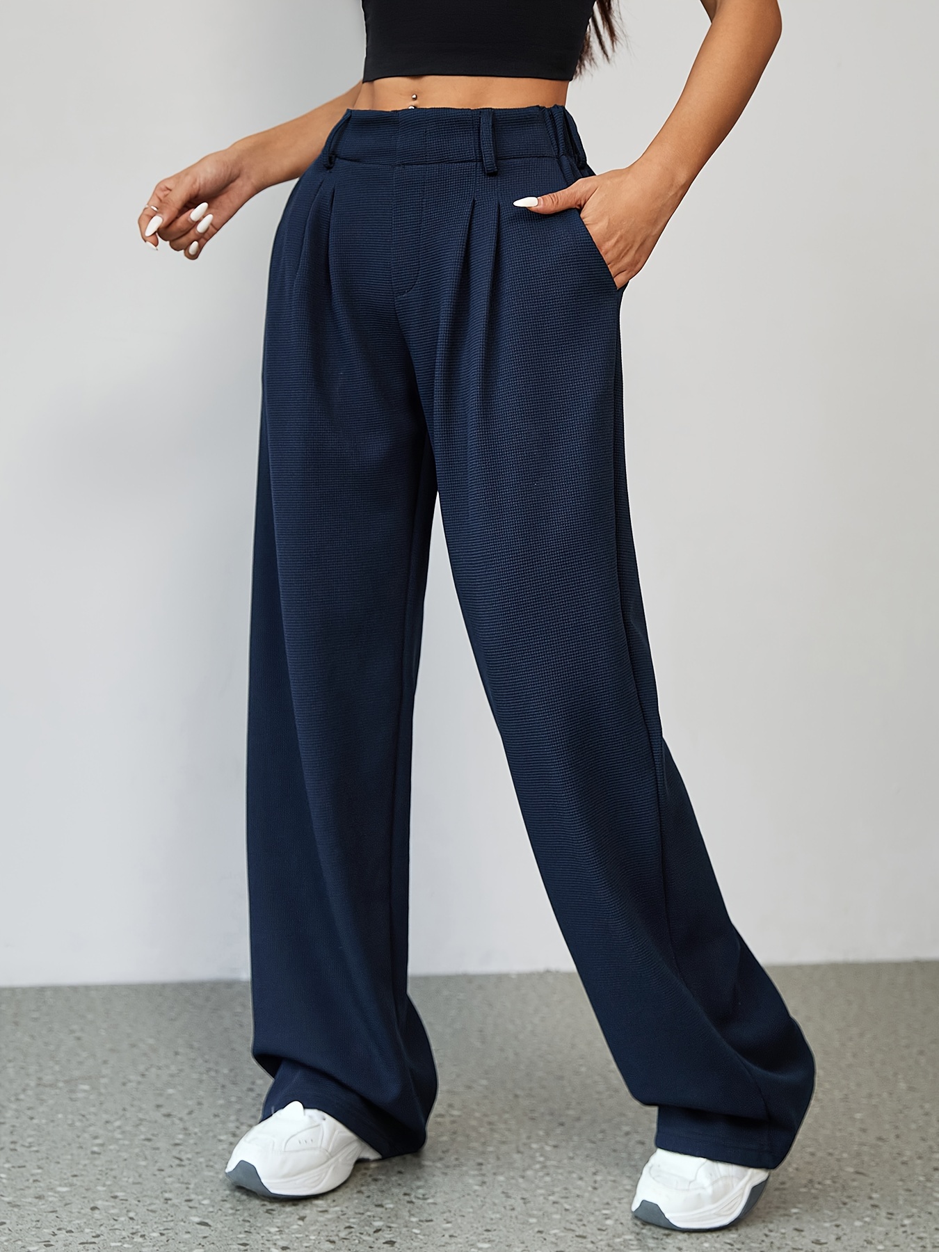 Loose fitting wide leg long linen pants 4907