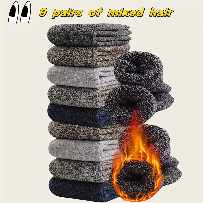 TEMU 9 Pairs Of Thermal Socks, Men's And Women's Thick Socks, Terry Socks, Warm Men's Terry Socks, Christmas Gifts, Men's Socks, Heating Socks, Floor
