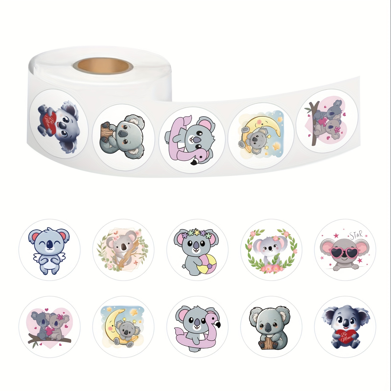 500pcs/roll Animal Koala Stickers Gift Decoration Label Handmade Stickers Reward Stationery