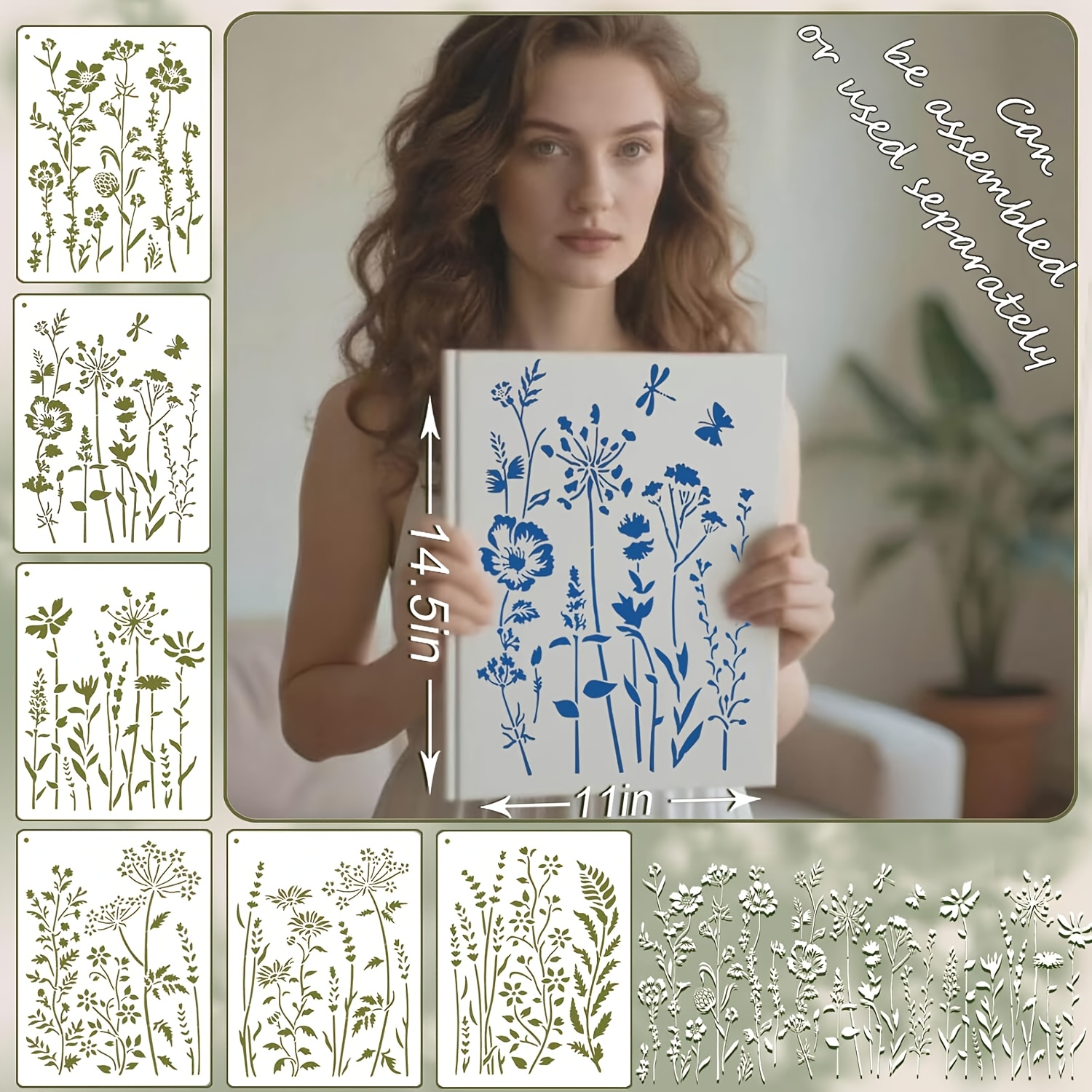 TEMU 6 Templates For Painting - Large Reusable For Furniture Decoration | Modular Template Kit For Wood, Wall, And Home Art