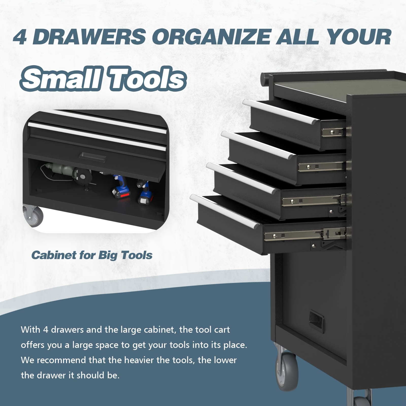 4 drawer Meatl Rolling Tool Chest Wheels Locking Tool Chest Temu