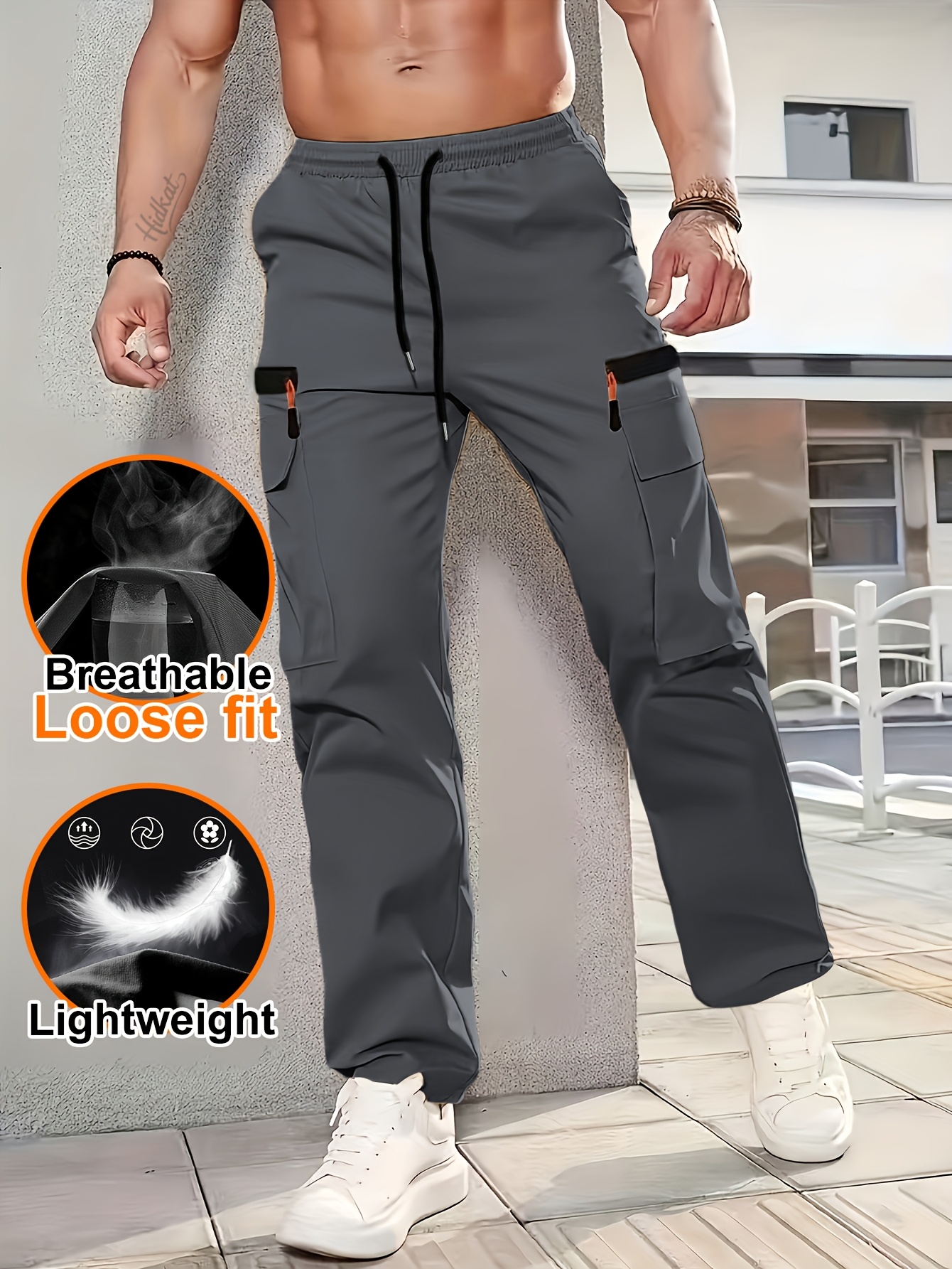 Men's Outdoor Loose Cargo Pants with Multiple Pockets
