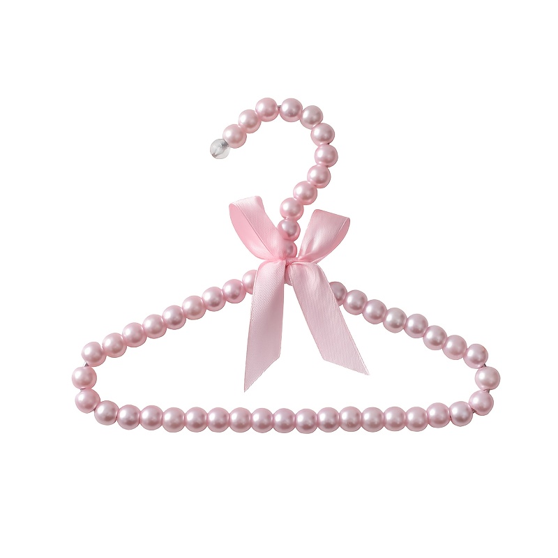 Image of 1pc Cute Baby Hangers With Pink Baked - Plastic Pearl Hangers Suitable For Baby Clothes, ' Outfits, Organization - Hanging Hooks For Retail Stores & Use