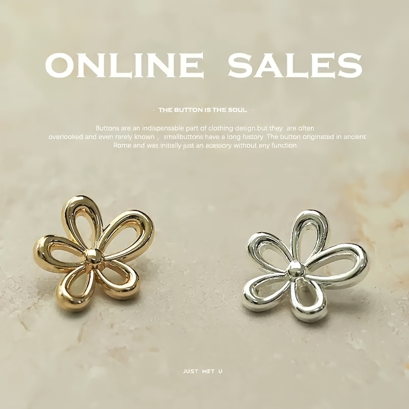 6pcs of hollow flower metal buttons 18 23 mm irregular design easy and elegant suitable for handmade sewing   for shirts dresses cardigans sweaters windbreakers coats jackets etc