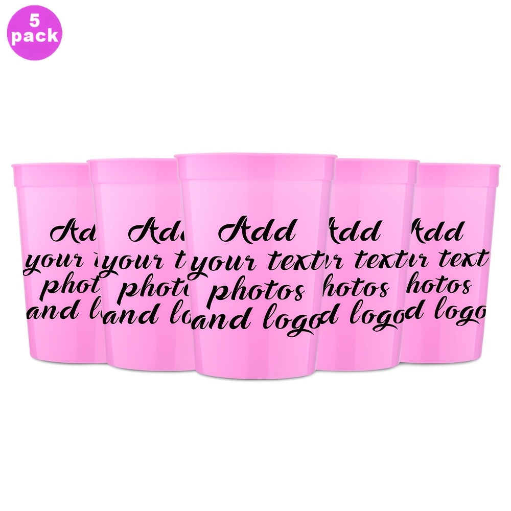 TEMU 5pcs/12Oz/350Ml, Gobelet de personnalisé en plastique, Gobelets réutilisables en plastique de grande taille , pour fêtes, - d'anniversaire,