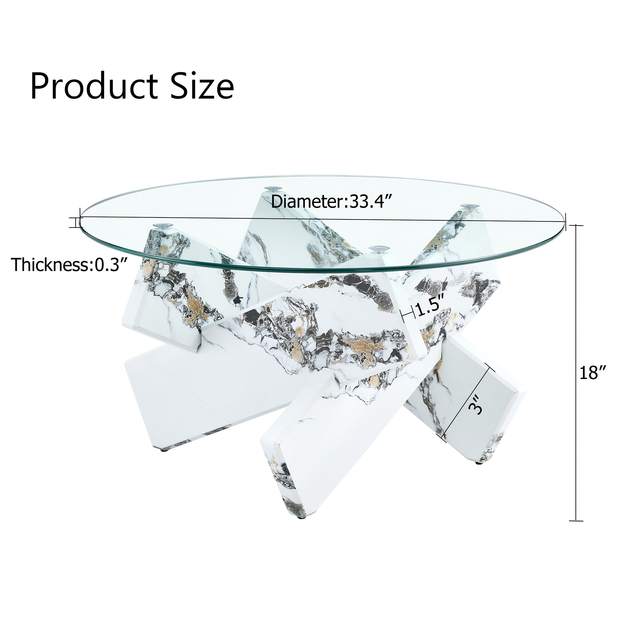 Modern Round Glass Coffee Table 33.4