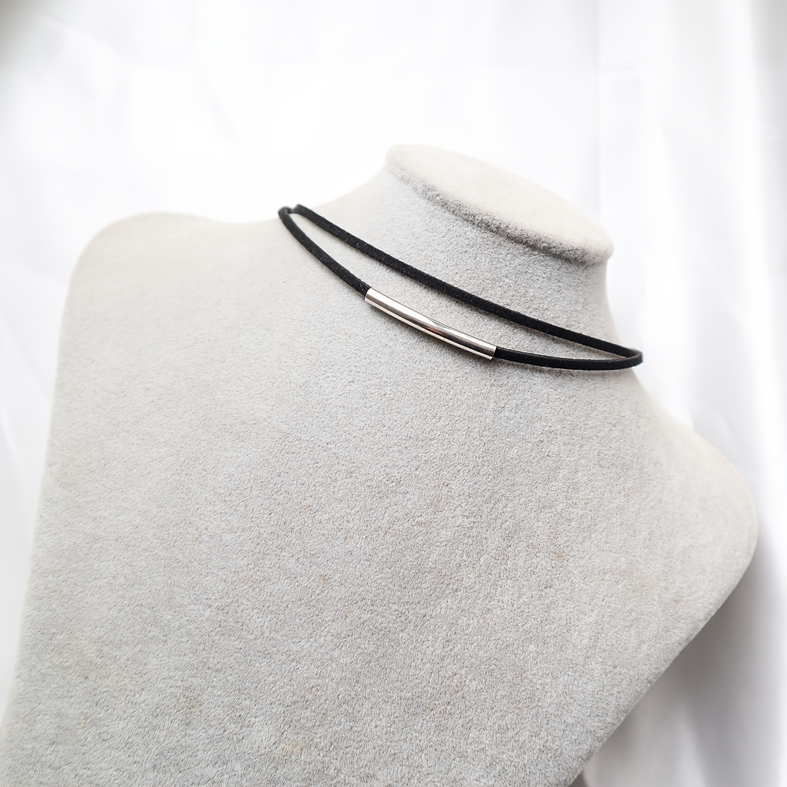 Minimalist Layered Goth Punk Jewelry Choker Necklace Gothic Black Chain