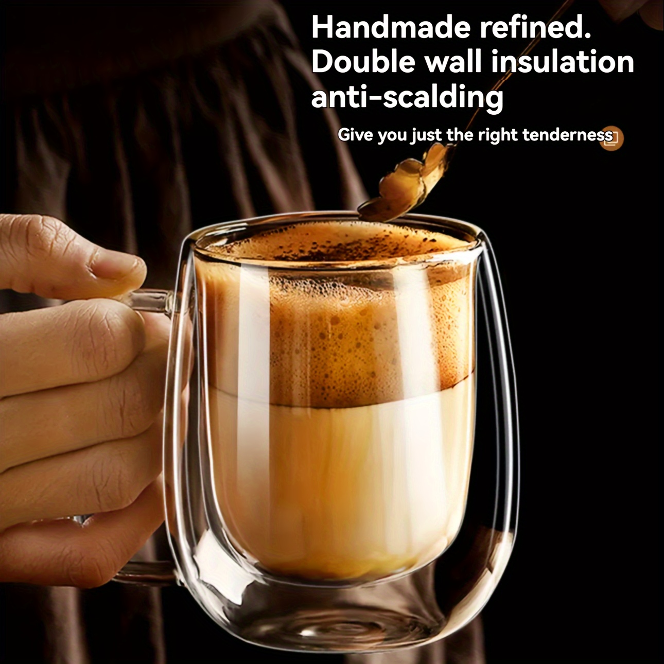 

Hand-blown Borosilicate Glass Coffee Mug - Double-walled, Reusable, Sustainable For All Beverages - Perfect For Home & Restaurant Use