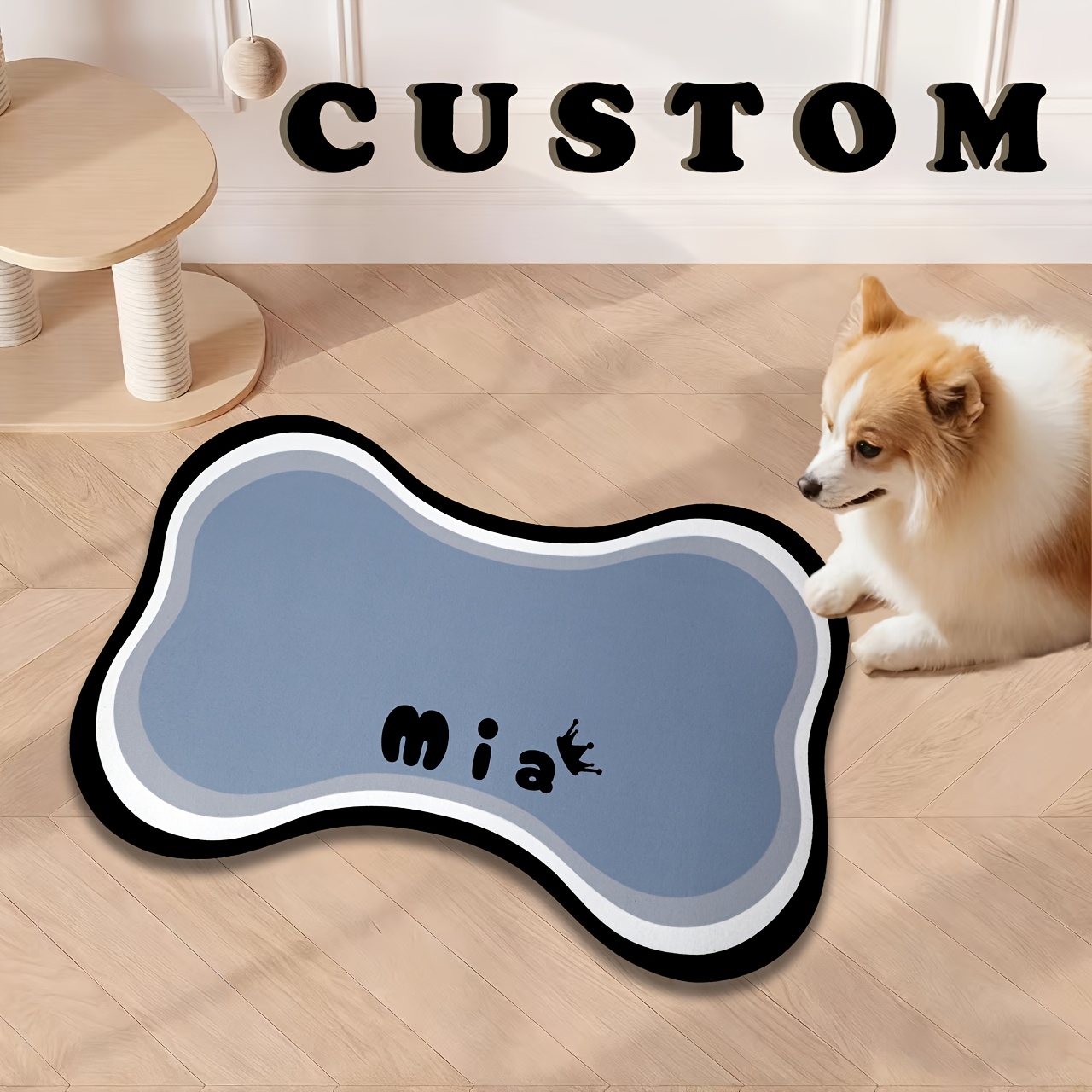 Customizable Quick-Pet Feeding Mat with Paw Print Design