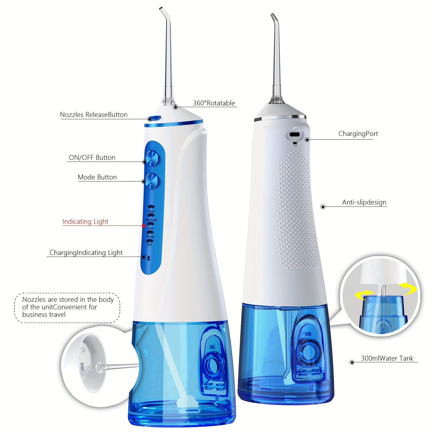 Portable Electric Oral Irrigator with 5 Adjustable Modes