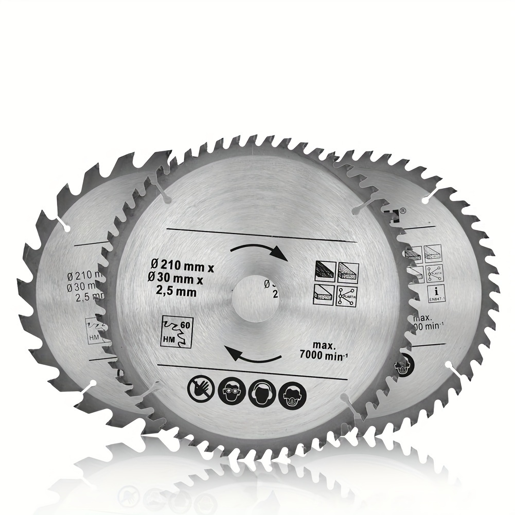 

3 Pcs Circular Saw Blade 210mm 24, 48t, 60t Tct Saw Disc Blade 30mm Bore.