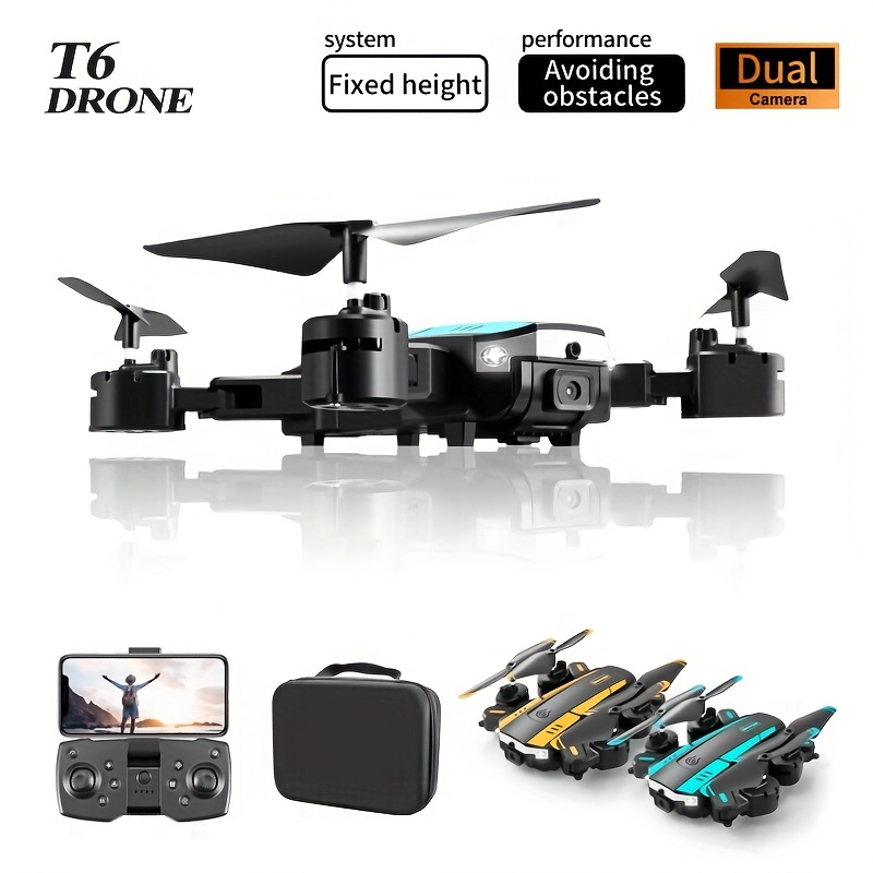T6 Beginner Drone with Dual Cameras - Easy One-Key Takeoff/Landing, 540° Intelligent Obstacle Avoidance, Gesture Recognition, Smart Hovering, Wi-Fi Connectivity, USB Rechargeable, Durable ABS Body - Ideal Gift for Christmas, Halloween, Birthdays