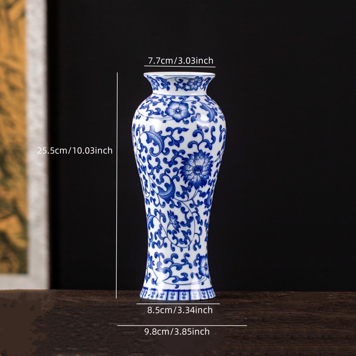 TEMU 1pc Ceramic Vase, New Chinese Style Retro Ceramic Vase, Entryway, Tv Cabinet, Study, Dining Table Decorative Piece, Fresh Flower, Dried Flower,