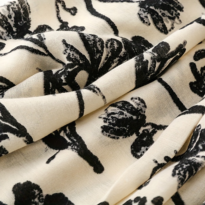 Women'S Vintage Ethnic Style Scarf Featuring Plant Floral Designs And Branches, Thick Shawl