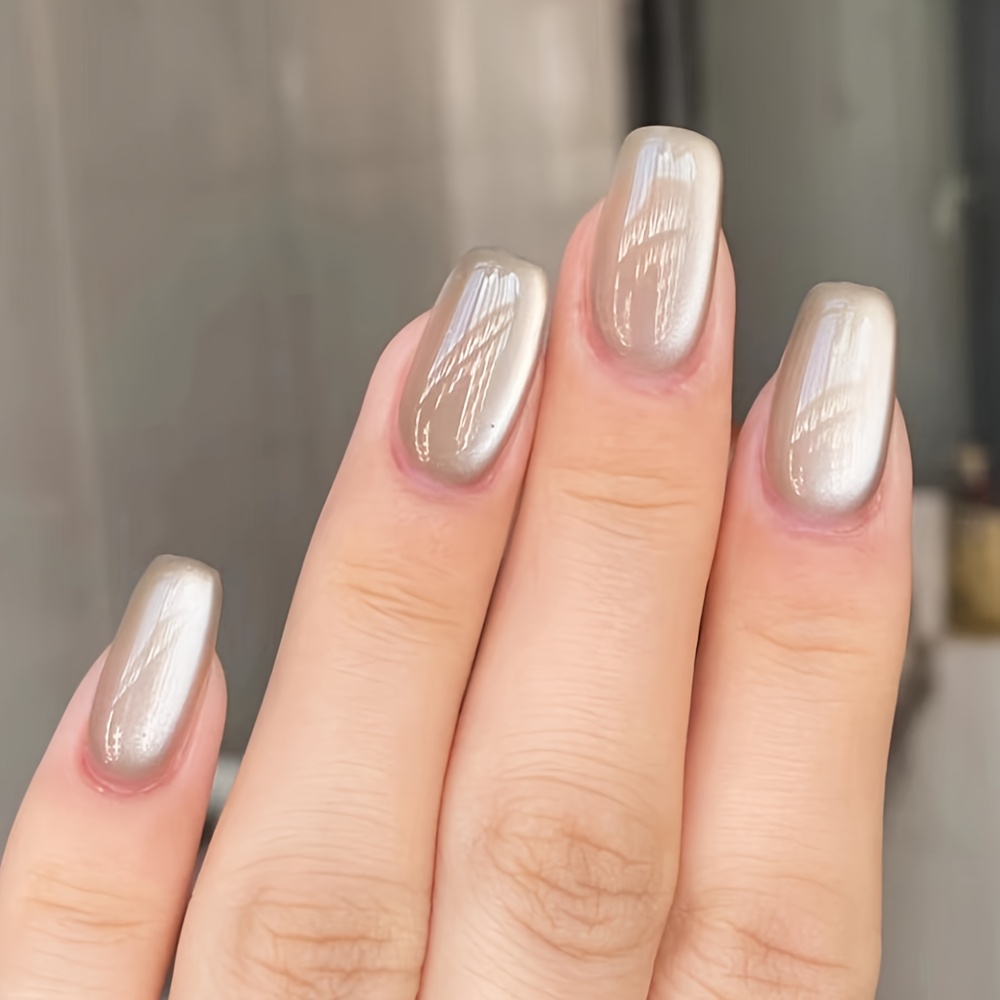TEMU Star Wearable Nail 24pcs Wearable Medium-long Square Temperament Versatile High-end Light Eye Beauty Atmosphere Design Fake Nail Extension