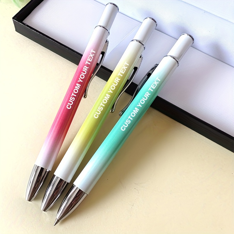 

7pcs Customizable Gel Ink Rollerball Pens, Stainless Steel, Ergonomic Grip, Medium Point, Includes Refills, Laser Engraved Personalization, Office And School Supplies