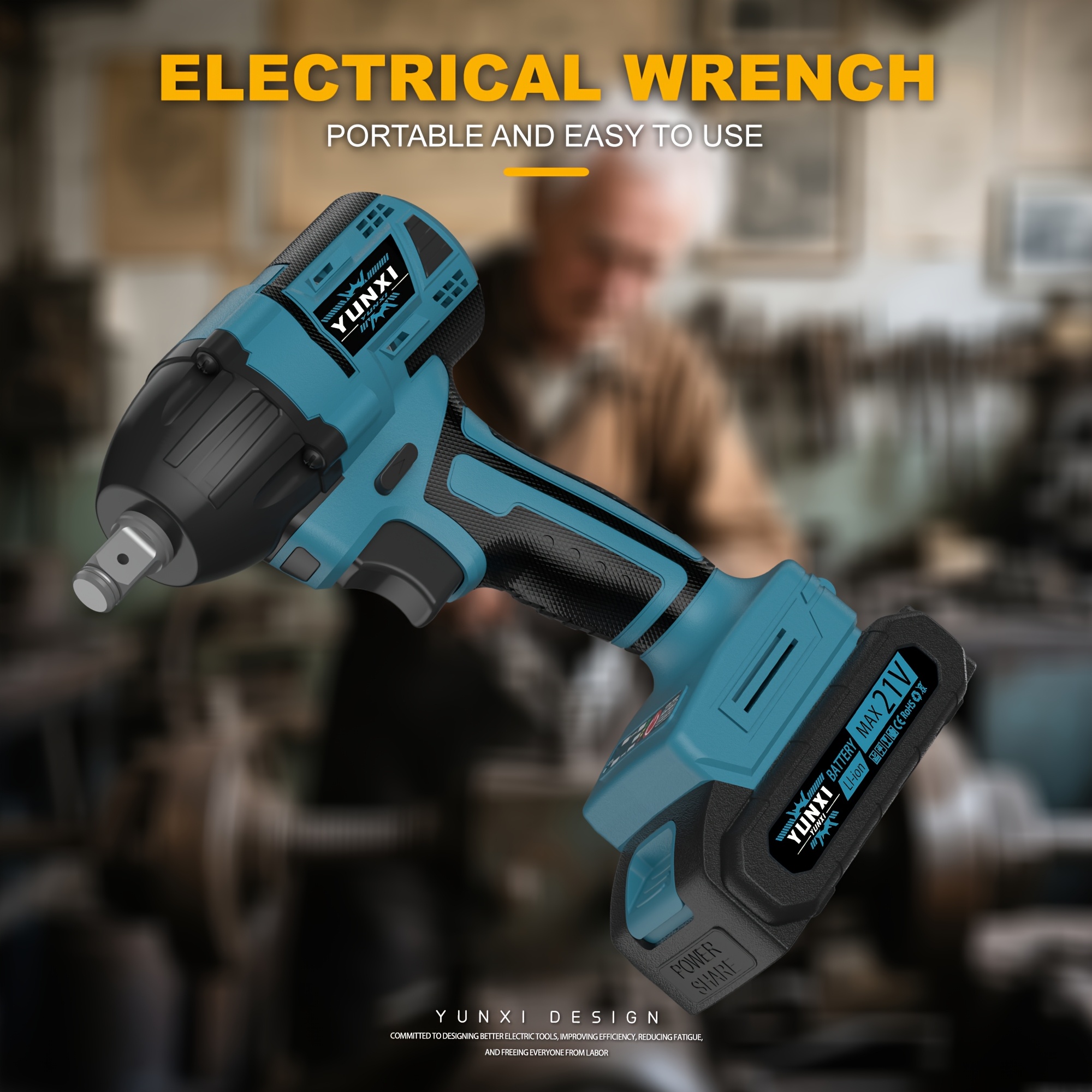 21V Slagsleutel & Boorset met 6 Doppen, Zwaar Belastbaar Set (Compatibel Met Lithium)