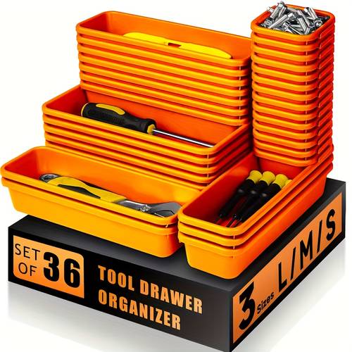 36pcs tool box drawer organizer set suitable for tool boxes garage tool boxes and office drawer dividers tool organizer trays tool box organization and storage tool storage garage workshop organization tools free combination organizers
