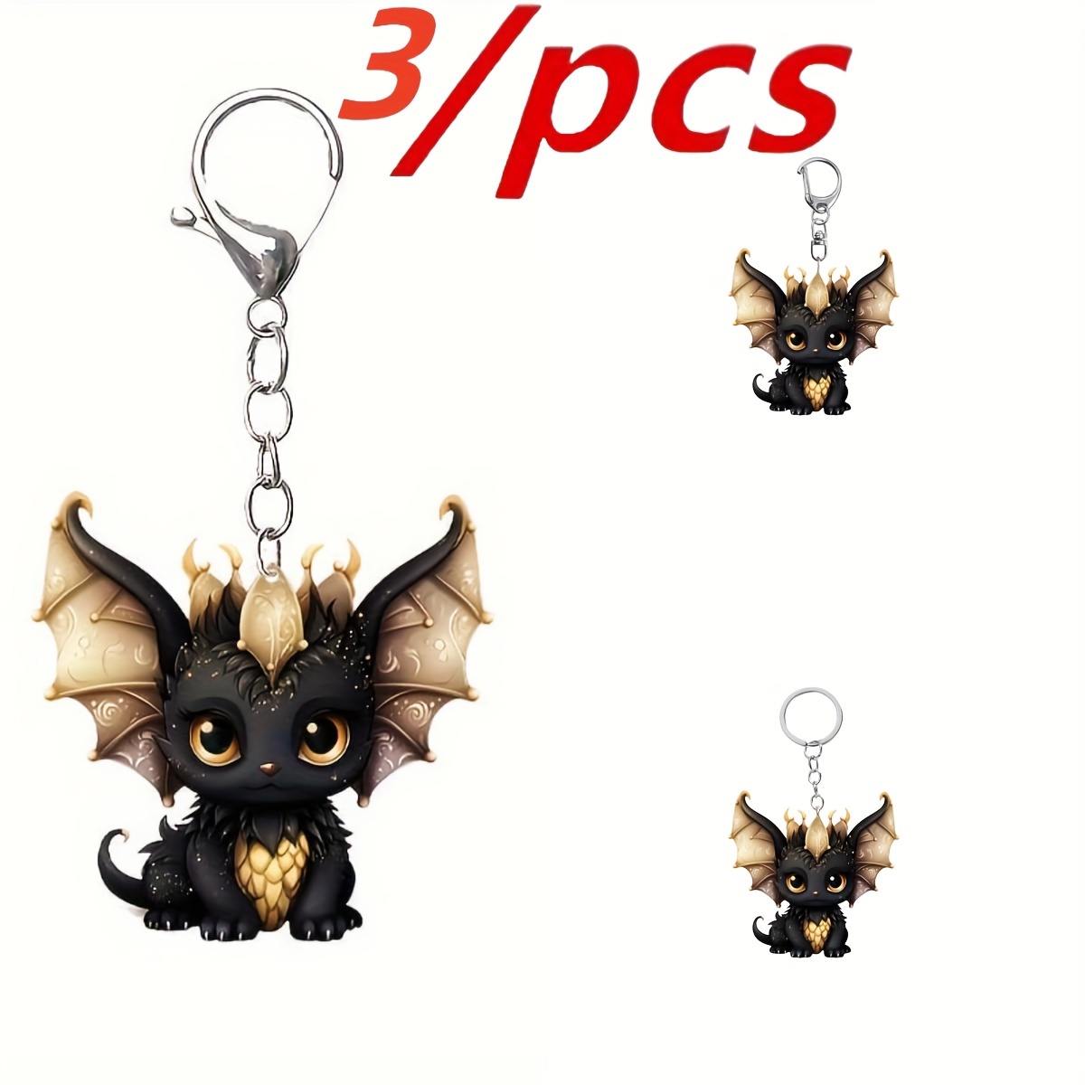[2d Flat] [2d Flat] 3pcs/1pc Dragon-shaped Keychain, 2d Acrylic , Women's Gift, Additions, Backpack Pendant, Mother's Day Christmas Gift
