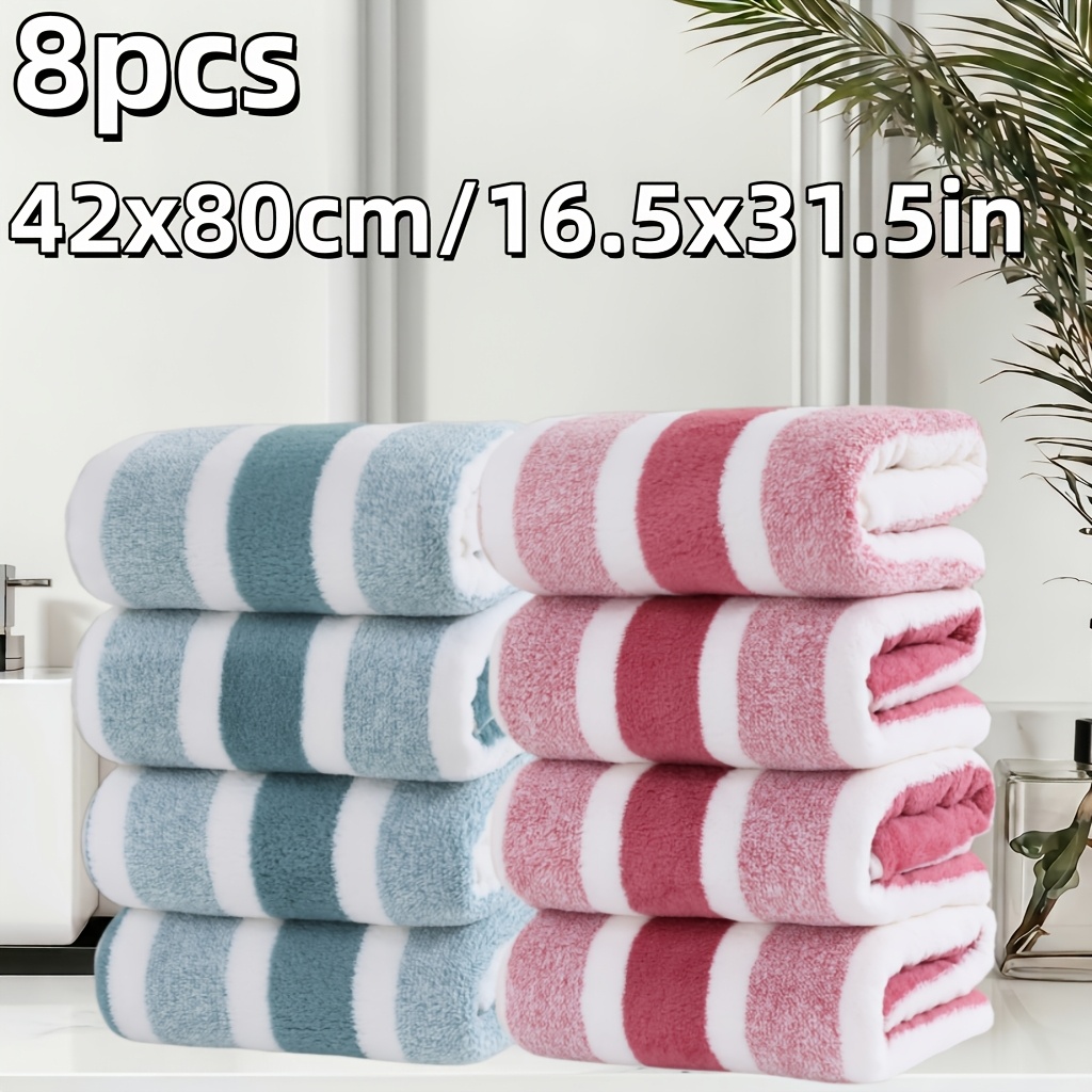 TEMU 8pcs Set Of Large Sized Hand Towels, 42*80cm/16.5*31.5in, Thick Coral Hand Towel, Fiber, Multiple Colors, Absorbent, Quick Drying, Soft And
