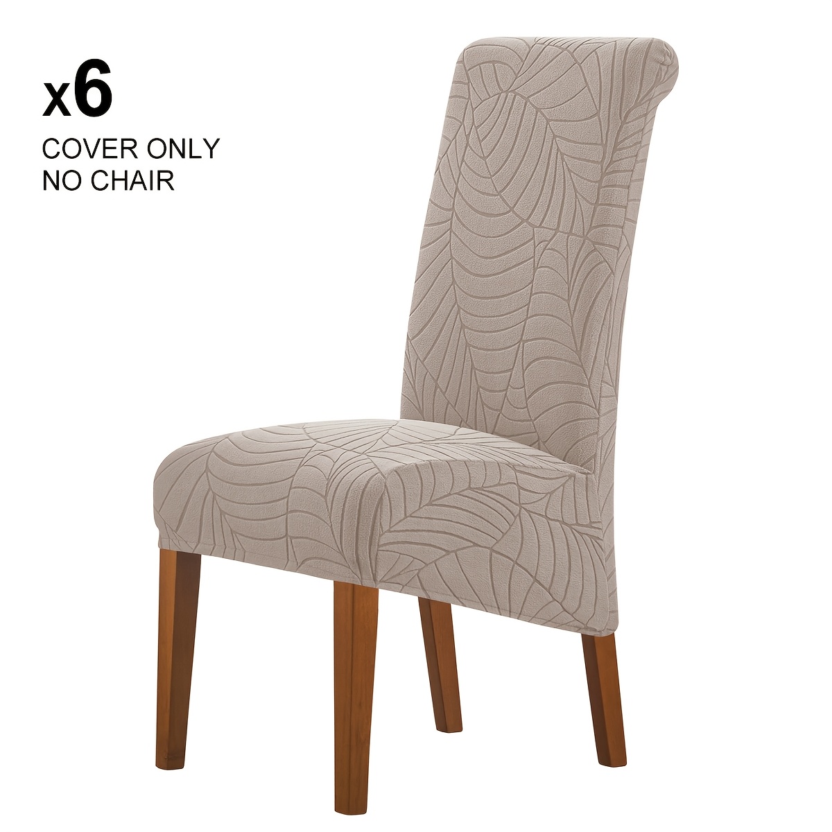4/6pcs Leaf Jacquard High-back Dining Chair Covers, Stretchable Machine Washable Soft Fabric