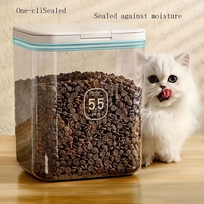 1pc Pet Food Storage Container With Lid Moisture Proof Sealed Dog Cat Dry Food Bucket For Pet Feeding Supply