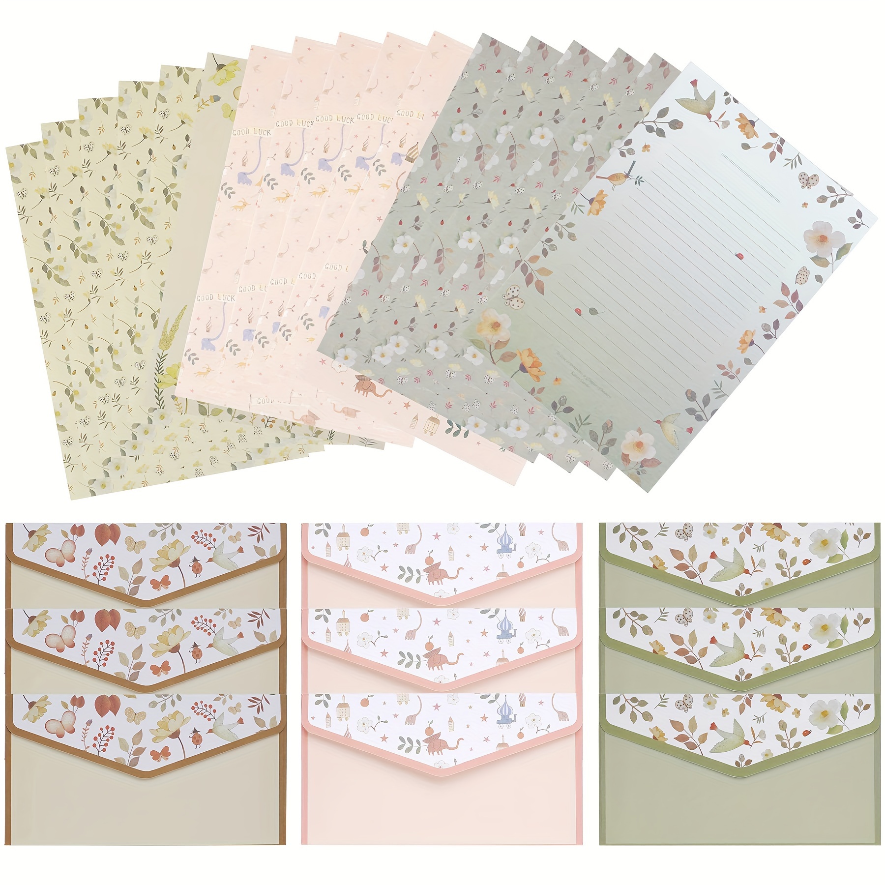 

27-piece Envelope Stationery Writing Paper Set 3 Styles Cute Retro Floral Letter Writing And Stationery Paper Envelopes (18 Sheets Of Letter Paper 9 Envelopes)