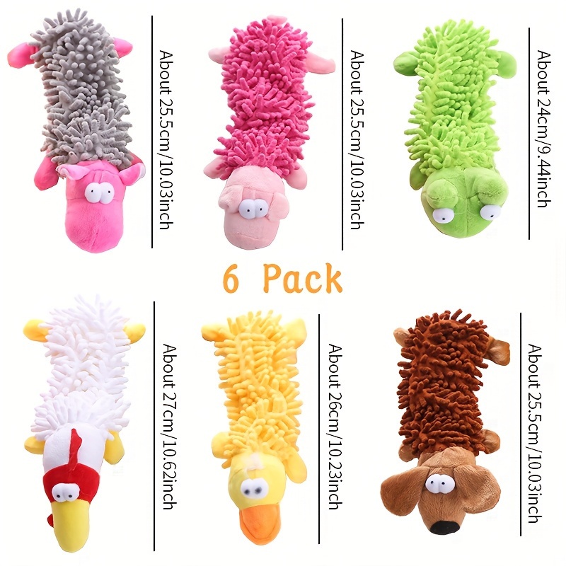 TEMU 6 Pack Dog Squeak Toys, No Stuffing Plush Dogs Chew Toy For Small Medium Large Breed Chewer Squeaky Pet Supplies Tough Durable Puppy Teething Chewing Interactive To Keep Them Busy Best Gift