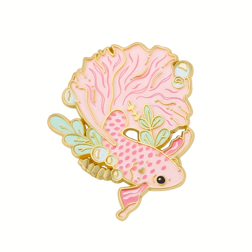 TEMU 1pc Betta Fish Enamel Pin - Colorful Fish - Themed Lapel Brooches For Bags & Clothes, Fashion Accessories, Unisex Daily Wear Jewelry Gift