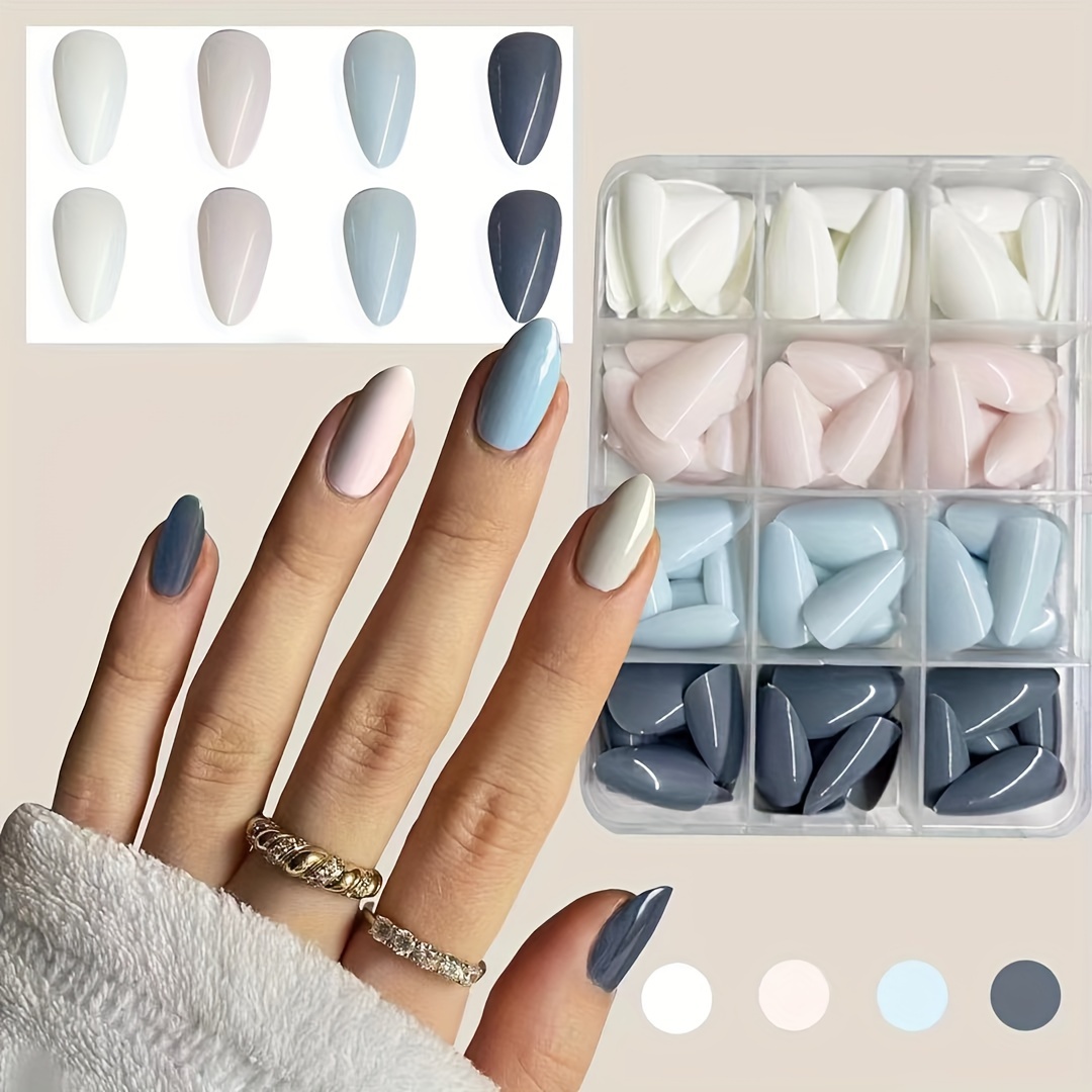 

288 Pcs Almond Shaped Short Press-on Nails Set – Mixed Color System Pure Glossy Finish Nail Kit For Customizable Manicure