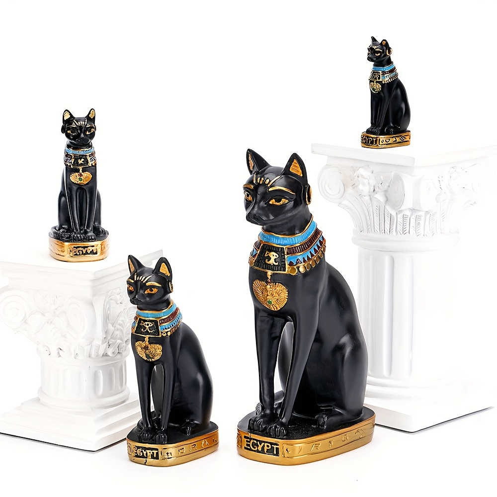 ancient egyptian   statue   of cats figurine resin religious decor suitable for home bookshelf   collectible statue for history   cat lovers