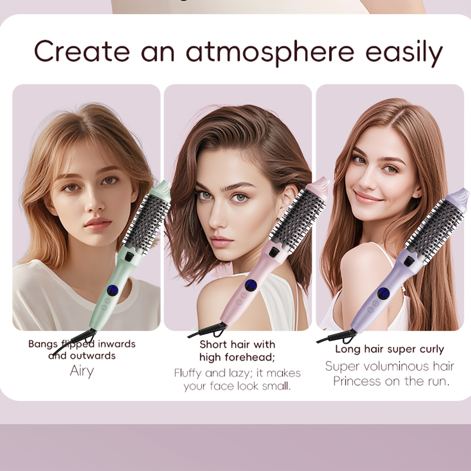 1 in 1 brush styler dual voltage 110 210 c fast for volume non tangling compact lightweight design with ergonomic handle interchangeable comb attachment works as hair straightener curling wand comb voltage 110 240v ideal for wet dry hair women men travel friendly hair styling device Product details 2