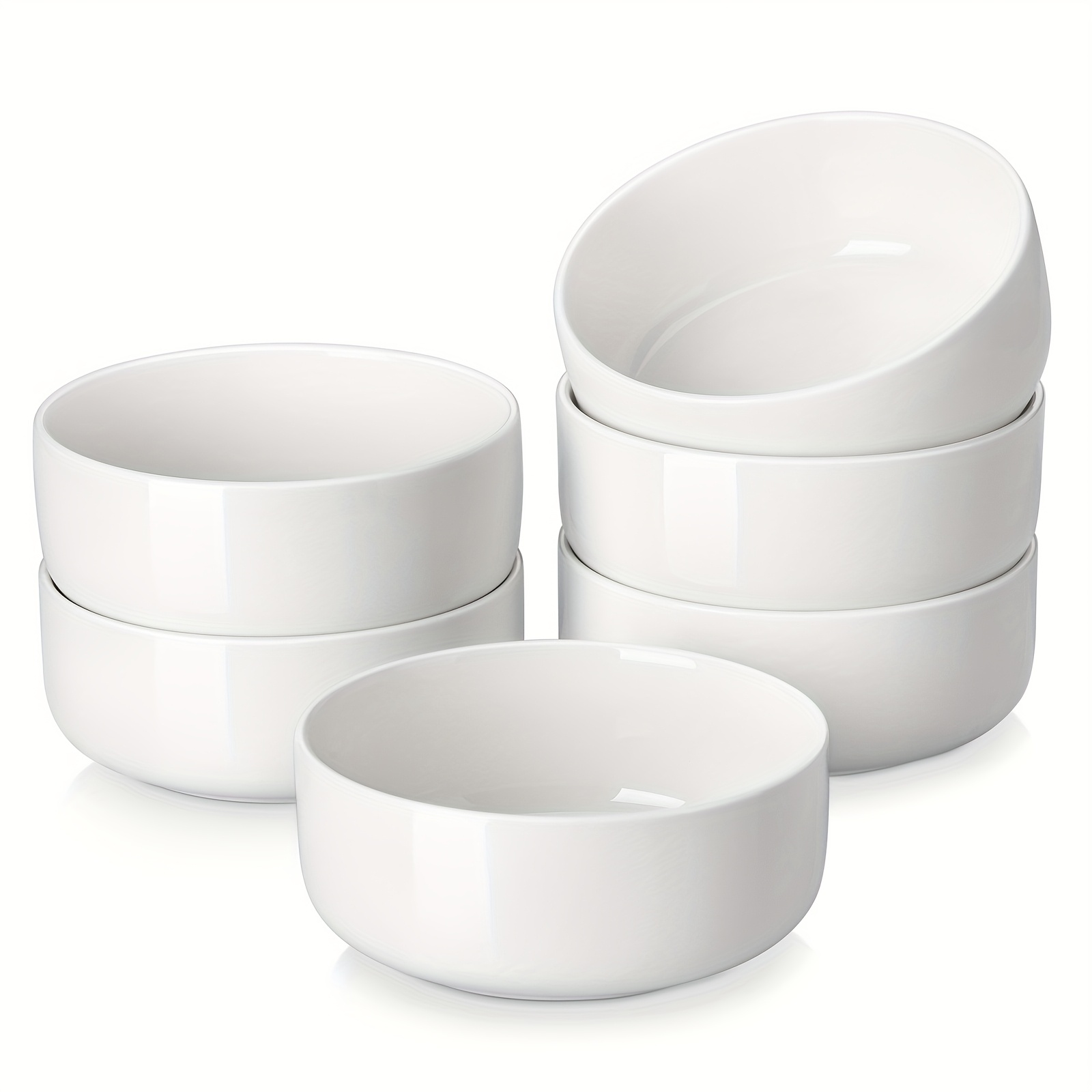 24-ounce White Ceramic Bowl, 6pcs Premium Salad Bowls, Shatterproof Soup Bowls, Kitchen Ceramic Tableware For Desserts, Dishwasher & Microwave Safe
