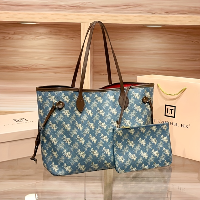 Image of And Elegant Tote Bag, Retro And Fashionable Print, Large Capacity, With Wallet, Elegant And High-quality Women's Bag, Suitable For And Commuting