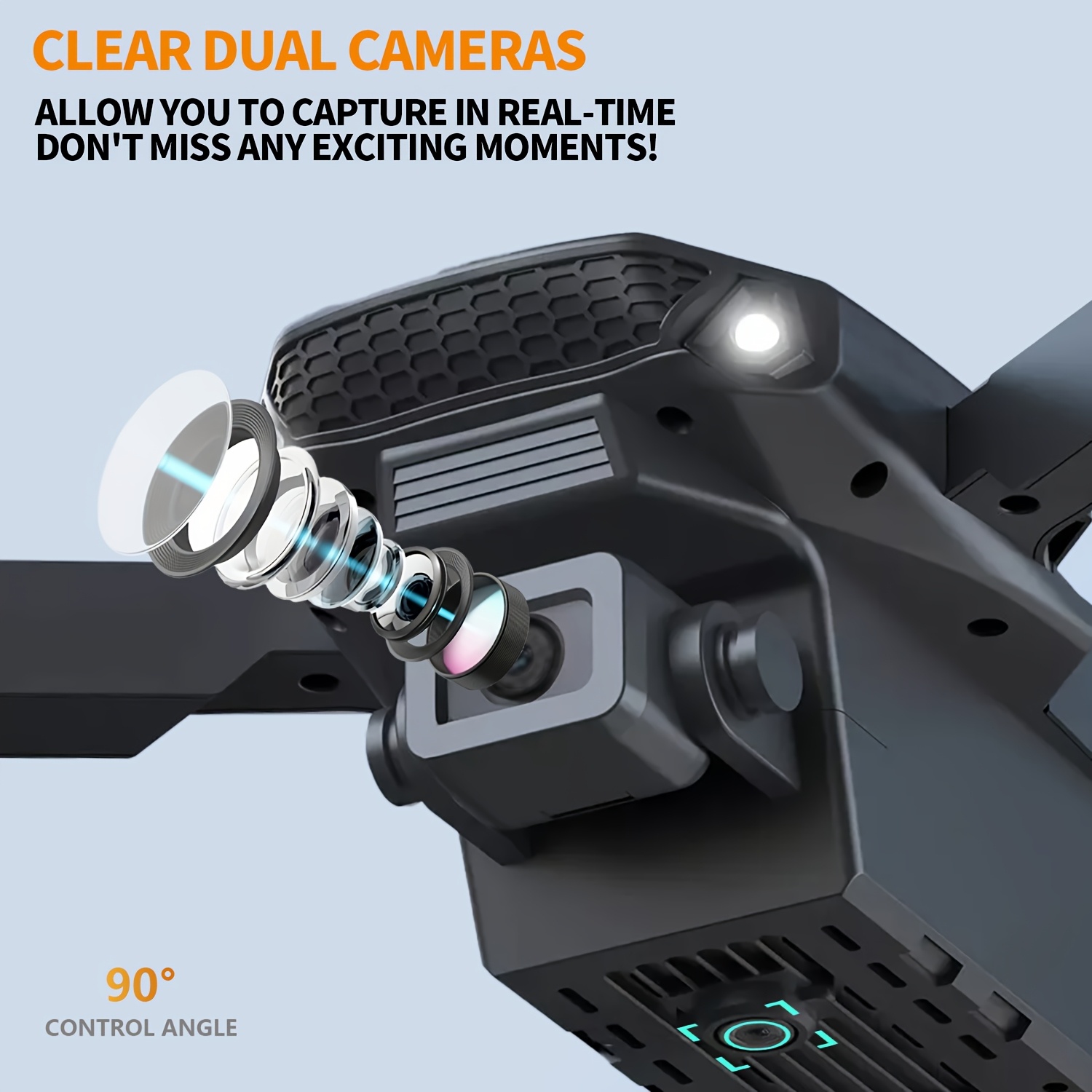 Drone z Podwójną Kamerą E88 z Optycznym Pozycjonowaniem Przepływu, Inteligentne Unoszenie się w Powietrzu, Wideo 480P HD, Ładowanie przez USB, Zasięg 50m i Prędkość 4m/s, Lekki 92g, Szary - Dron do Fotografii Lotniczej na Zewnątrz/Wewnątrz, Idealny Prezent dla Mężczyzn, Gadżet Technologiczny | Dron z Podwójną Kamerą | Wysokiej Jakości Obrazy