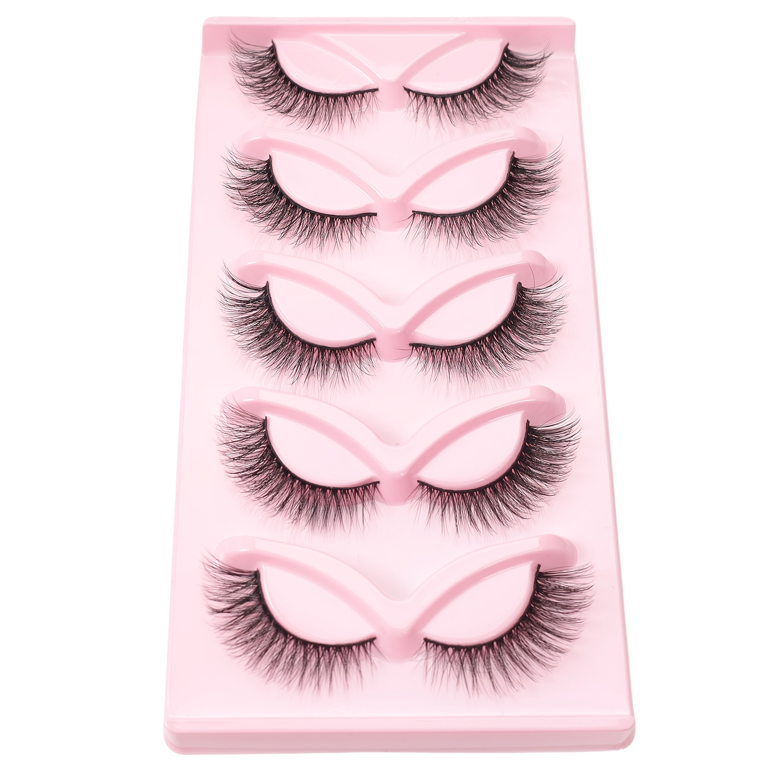 Image of Cat Eye Eyelashes With Natural , False Eyelashes With Fluffy And Curly Stripes, Fairy Like Eyelashes, Easy And Natural Eyelashes. 5 Pairs Of Reusable False Eyelashes